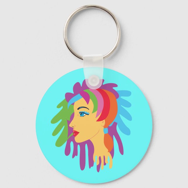 Rainbow Hair Key Ring (Front)