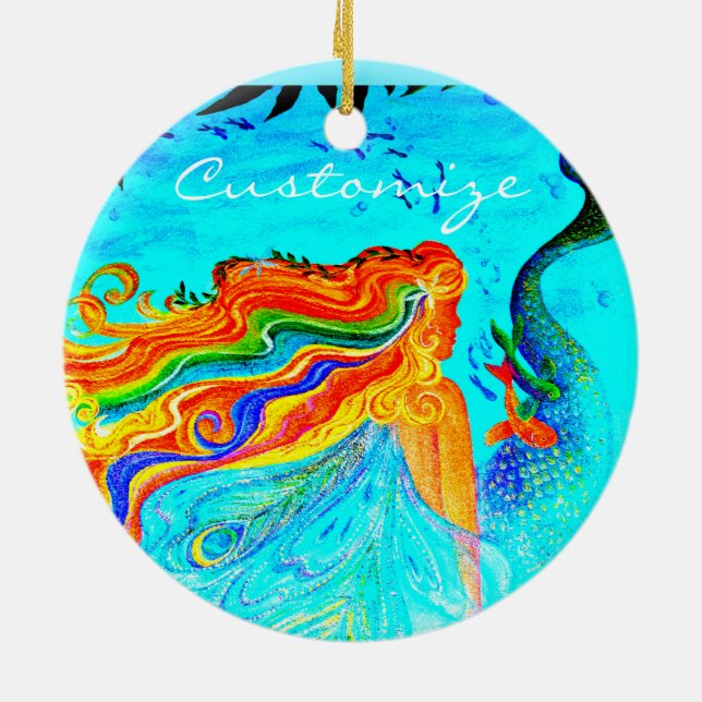 rainbow hair mermaid ornament (Back)