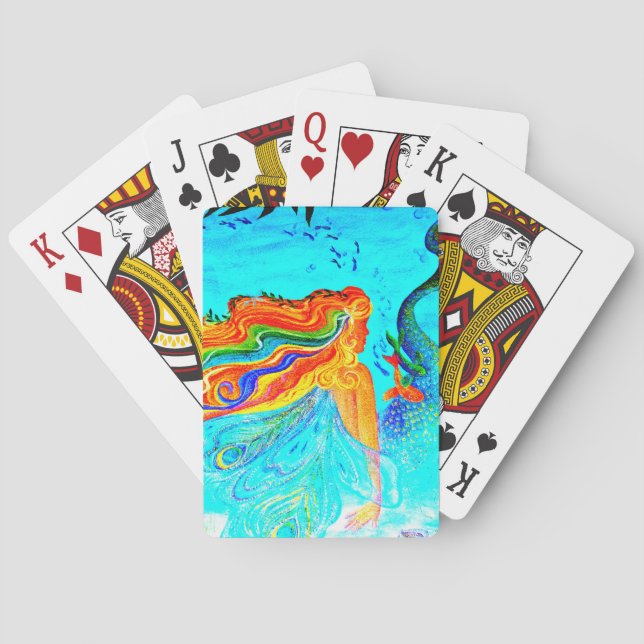 rainbow hair mermaid playing cards (Back)