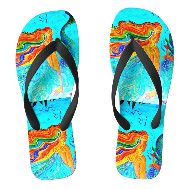 rainbow hair mermaids blue jandals (Footbed)