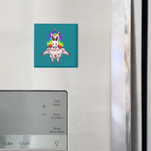 Rainbow Hair Muscular Unicorn Body Building Magnet