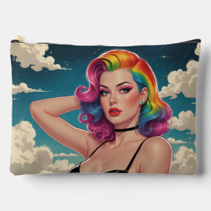 Rainbow Hair Pin-Up Cloud Background  Accessory Pouch