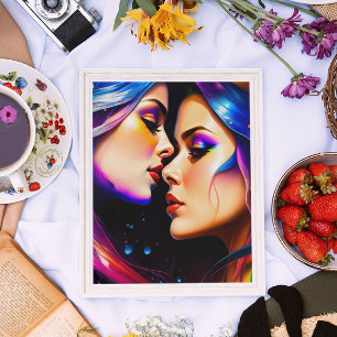 Rainbow Hair Women in Love Poster