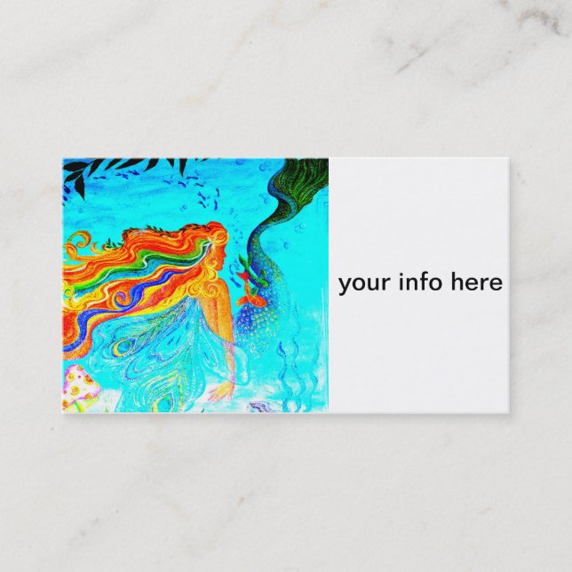 rainbow haired mermaid business card (Front)