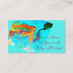 rainbow haired mermaid business card