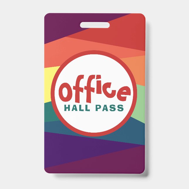 Rainbow Hall Passes for School Teachers ID Badge (Front)