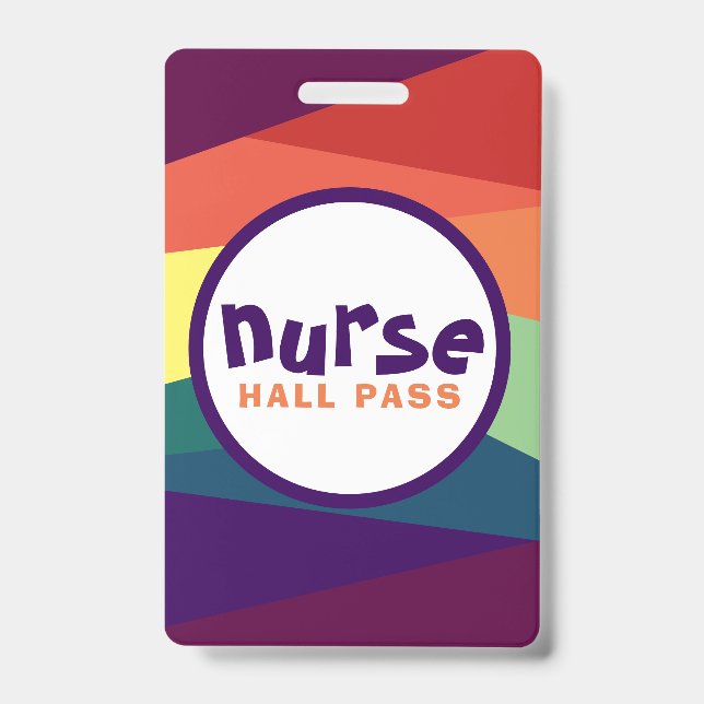 Rainbow Hall Passes for School Teachers ID Badge (Front)