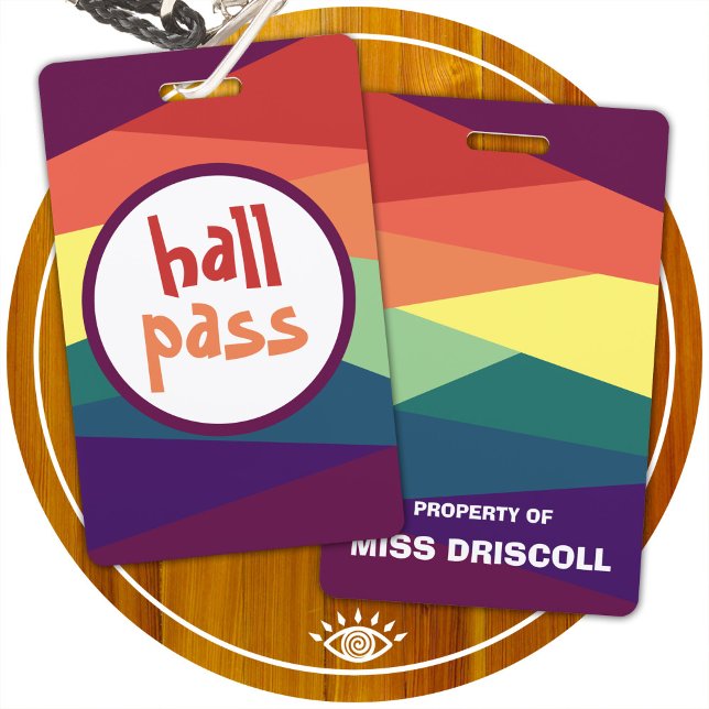 Rainbow Hall Passes for School Teachers ID Badge (Creator Uploaded)