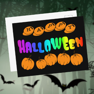 Rainbow Halloween Postcard