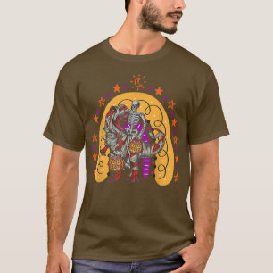 Rainbow Halloween Skeleton Riding Mummy Dinosaur T T-Shirt