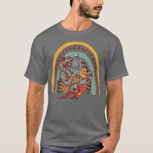 Rainbow Halloween Skeleton Riding Mummy Dinosaur T T-Shirt