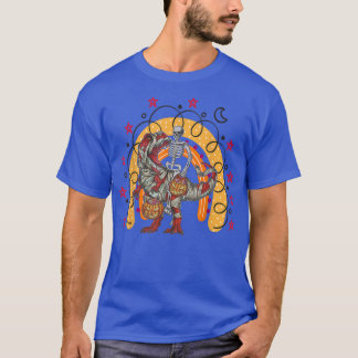 Rainbow Halloween Skeleton Riding Mummy Dinosaur T T-Shirt