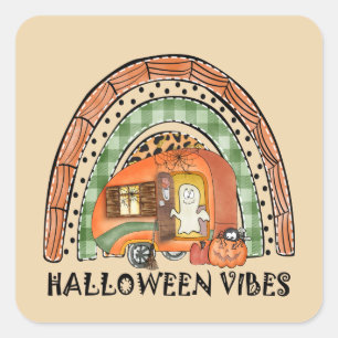 Rainbow Halloween Vibes Camper/ Trailer Square Sticker