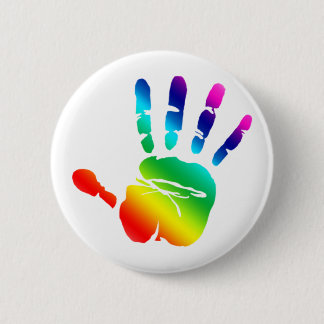 Rainbow hand 6 cm round badge