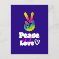 Rainbow Hand Peace Sign Peace and Love Typography