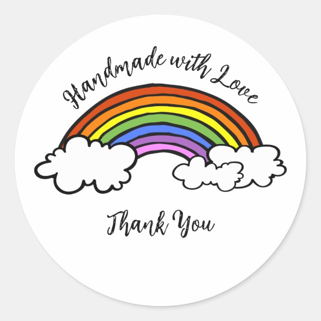 Rainbow Handmade with Love  Round Sticker (Front)