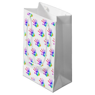 Rainbow Handprint Pattern Kids Colourful Fun Small Gift Bag