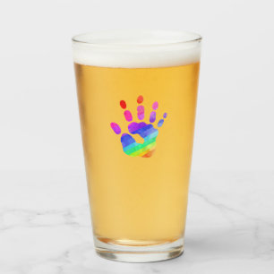 Rainbow Handprint Watercolor Art Colourful Glass