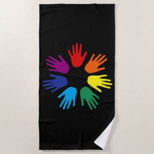Rainbow hands beach towel