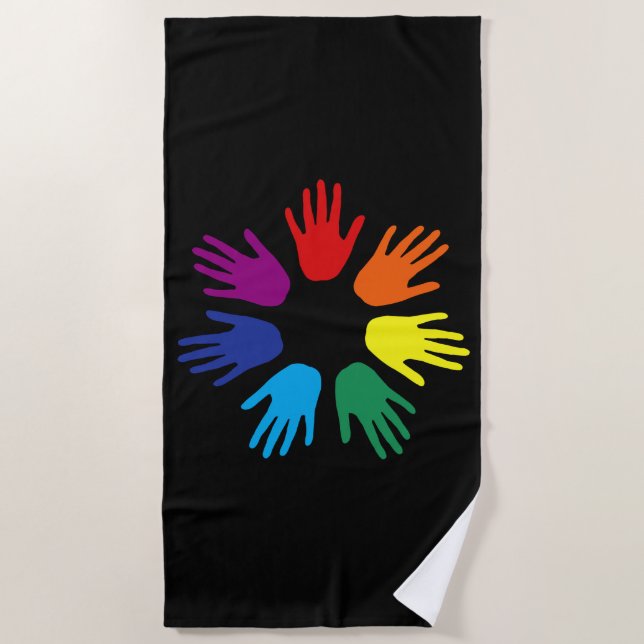Rainbow hands beach towel (Front)