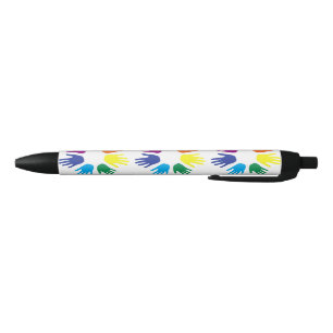 Rainbow hands black ink pen
