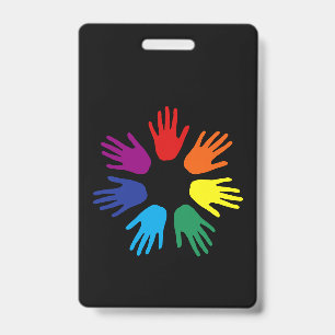 Rainbow hands ID badge