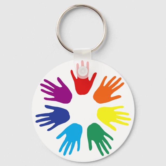 Rainbow hands key ring (Front)