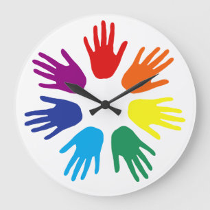 Rainbow hands large clock