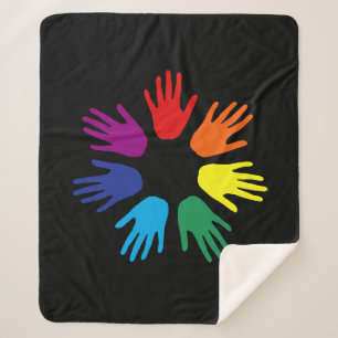 Rainbow hands sherpa blanket