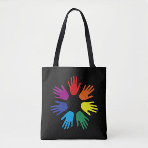 Rainbow hands tote bag