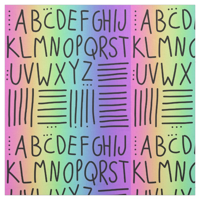 Rainbow Handwritten ABCs Fabric (Swatch)