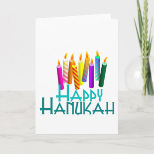 Rainbow Hanukah Candles Holiday Card