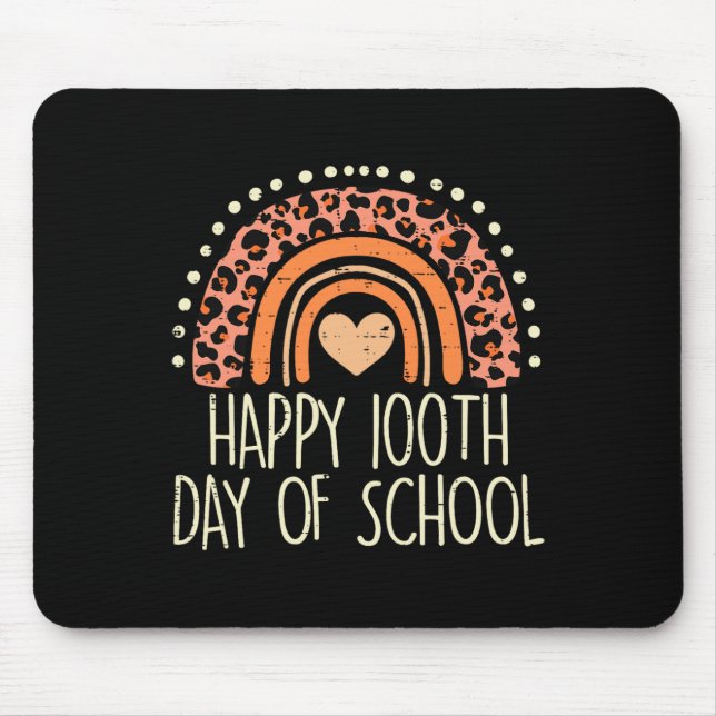 Rainbow Happy 100th Day School Cute 100 Days Teach Mouse Pad (Front)