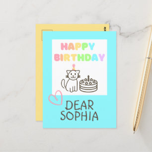 Rainbow Happy Birthday Cat Postcard