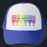 Rainbow Happy Chanukah Hats<br><div class="desc">Happy Chanukah in a line of rainbow chanukiot (menorahs). A Jewish holiday design for Chanukah.</div>