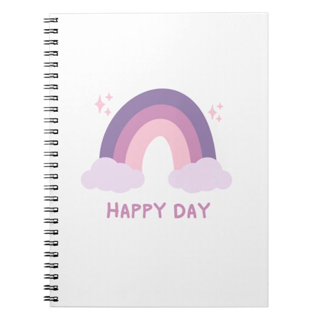 rainbow happy days quote dairy notebook (Front)