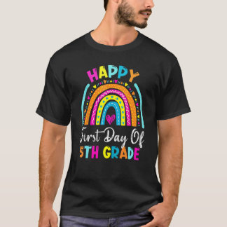 Rainbow Happy First Day Of 5th Grade Back To Schoo T-Shirt