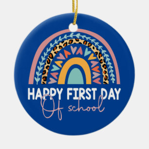 Rainbow Happy First Day Of School Teacher Boys Ceramic Tree Decoration