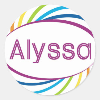 Rainbow happy frame Alyssa Classic Round Sticker