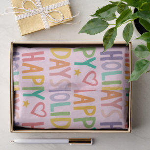 Rainbow HAPPY HOLIDAYS Hand-Drawn Christmas Cute Tissue Paper