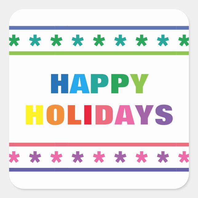 Rainbow Happy Holidays - Square Sticker (Front)