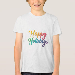 Rainbow Happy Holidays Text Graphic Tri-Blend Shirt