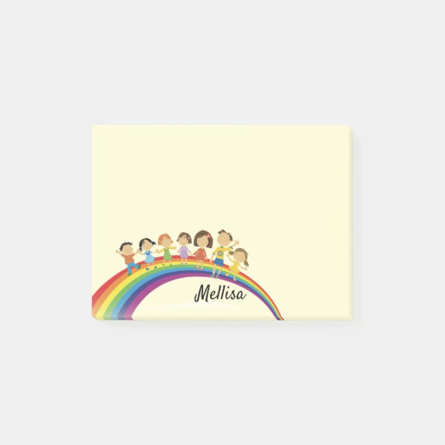 Rainbow Happy Kids DIY Your Name Post-it Notes (Front)