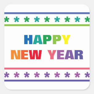 Rainbow Happy New Year - Square Sticker