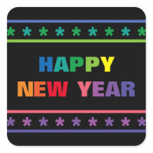 Rainbow Happy New Year - Square Sticker
