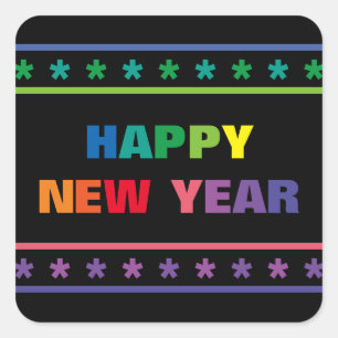 Rainbow Happy New Year - Square Sticker