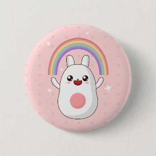 Rainbow Happy Rabbit 6 Cm Round Badge