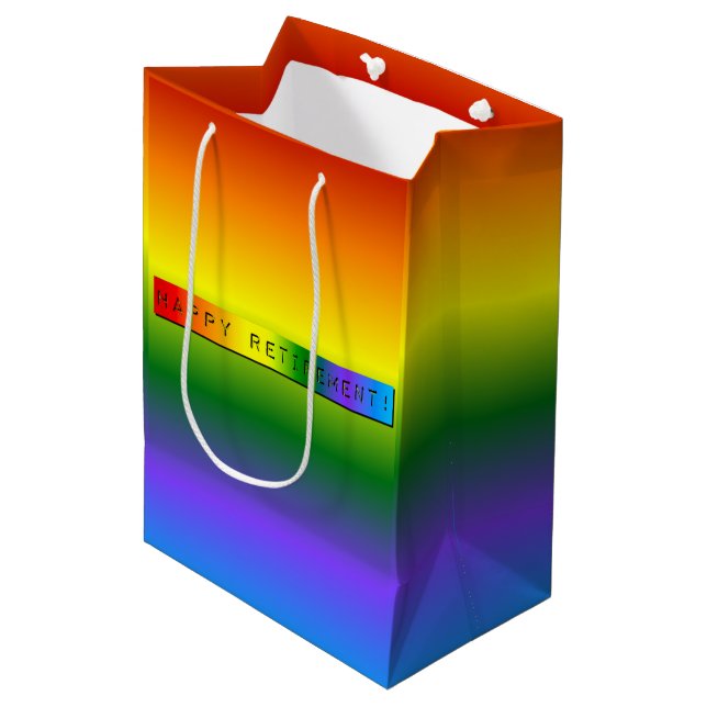Rainbow Happy Retirement! Medium Gift Bag (Front Angled)