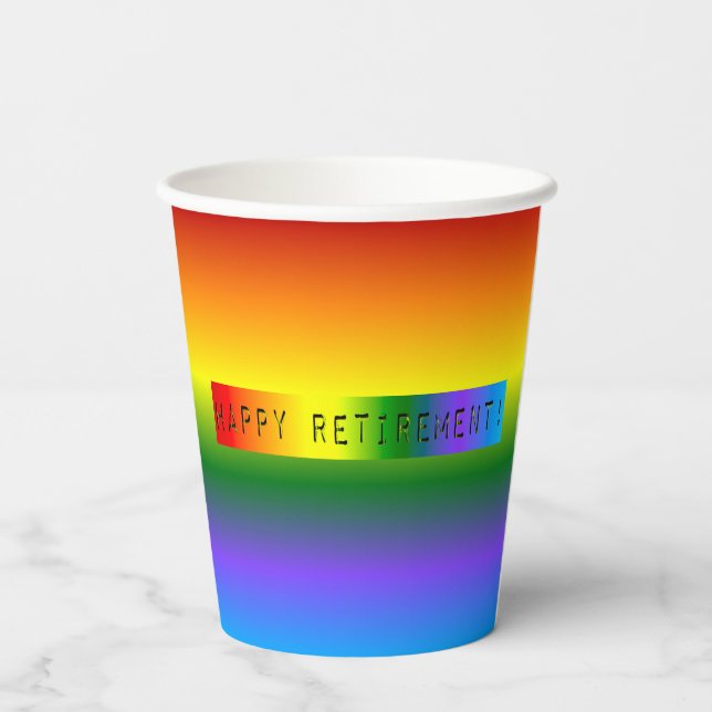 Rainbow Happy Retirement! Paper Cups (Back)
