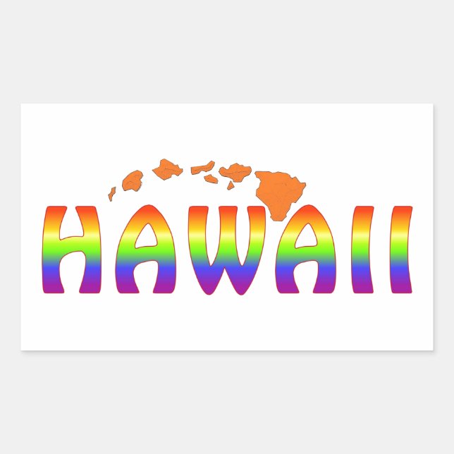 Rainbow Hawaii orange islands Rectangular Sticker (Front)